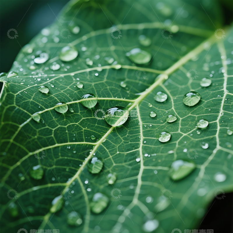 高清大图下载【趣麦麦图】叶片水滴特写