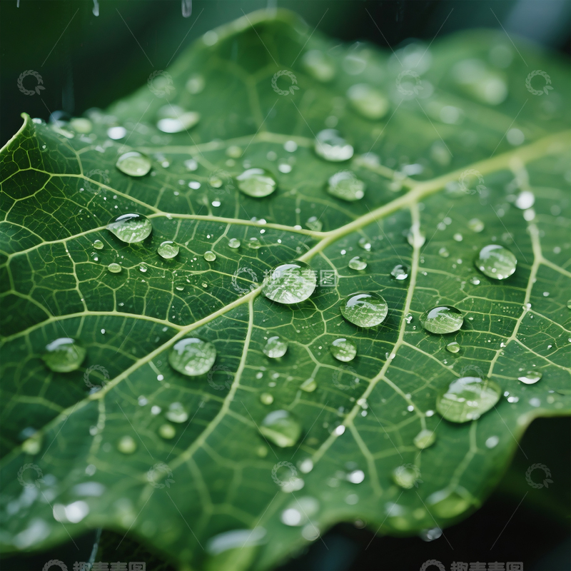 高清大图下载【趣麦麦图】叶片水滴特写