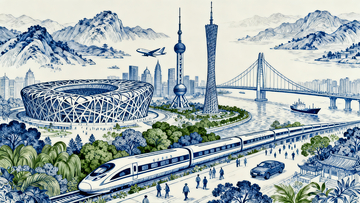 高定风地标建筑凹版印刷插画