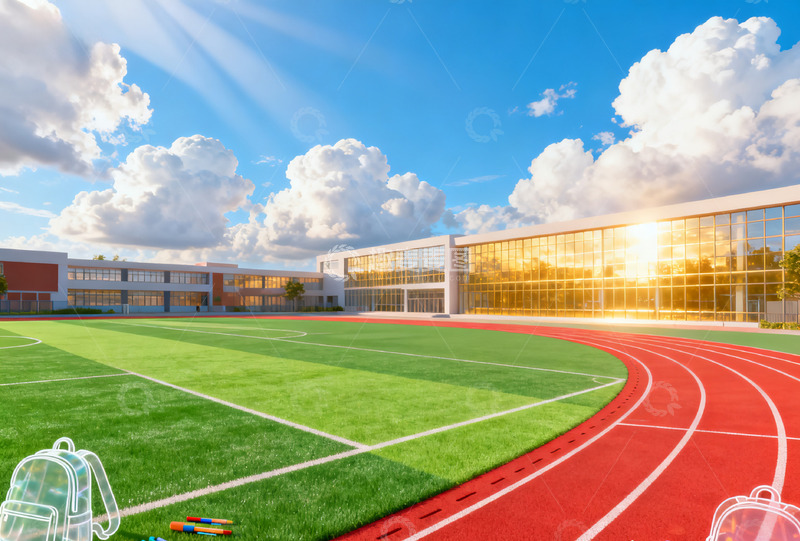 高清大图下载【趣麦麦图】-学校操场跑道草地4
