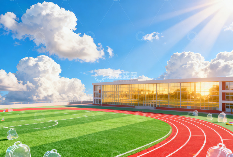 高清大图下载【趣麦麦图】-学校操场跑道草地2