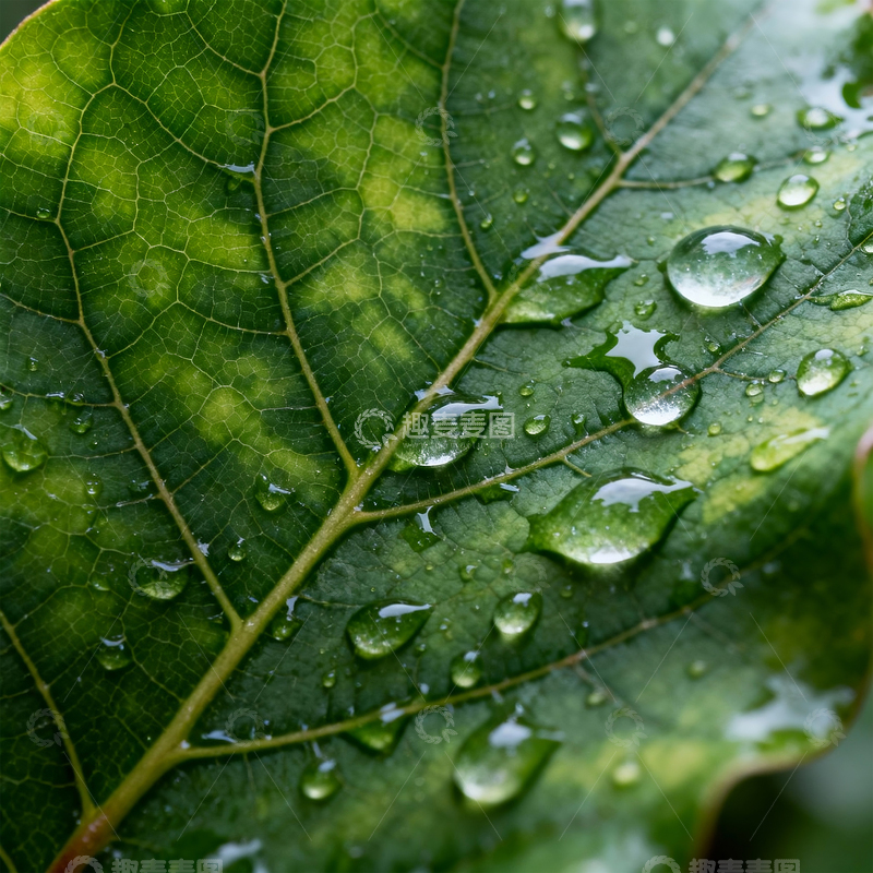 高清大图下载【趣麦麦图】叶片水滴特写