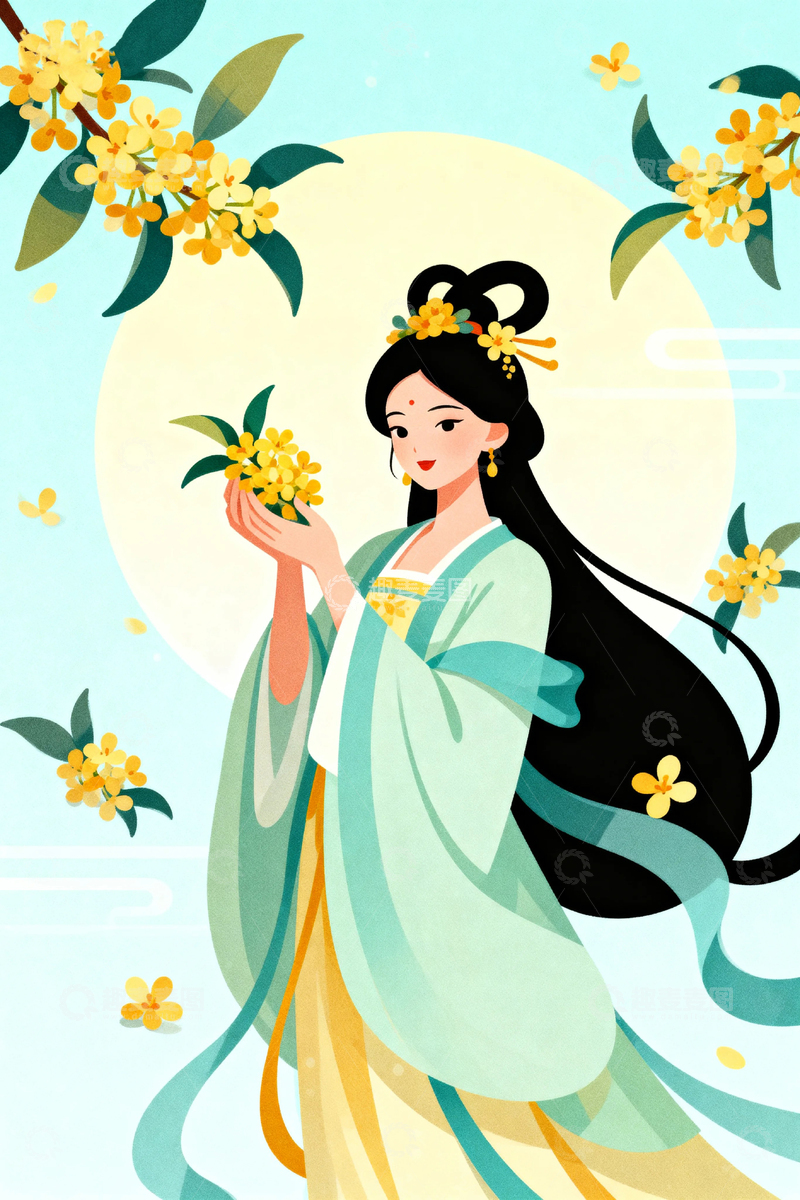 高清大图下载【趣麦麦图】中秋节嫦娥人物01