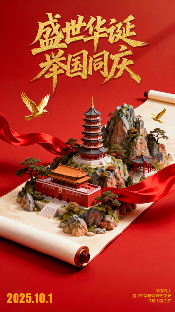 国庆中秋简约海报