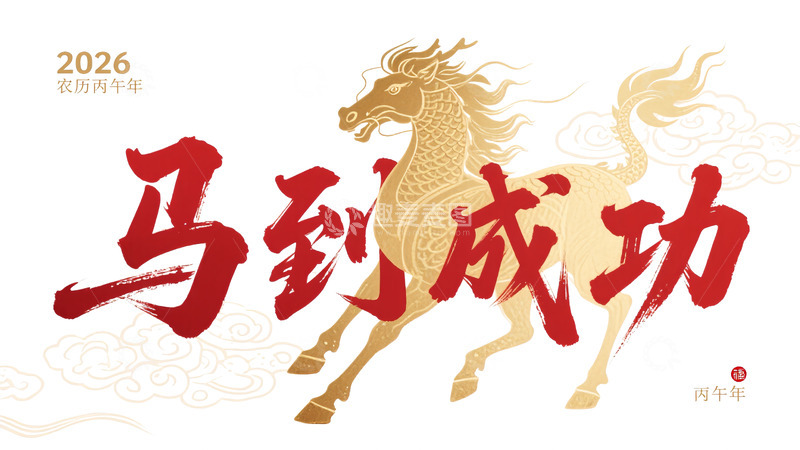 源文件下载【趣麦麦图】2026马到成功龙马精神艺术字