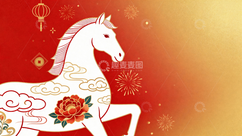 高清大图下载【趣麦麦图】马年新年节日背景06