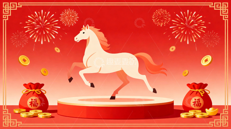 高清大图下载【趣麦麦图】马年春节节日背景4
