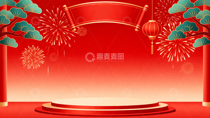 高清大图下载【趣麦麦图】新年马年节日红色背景2