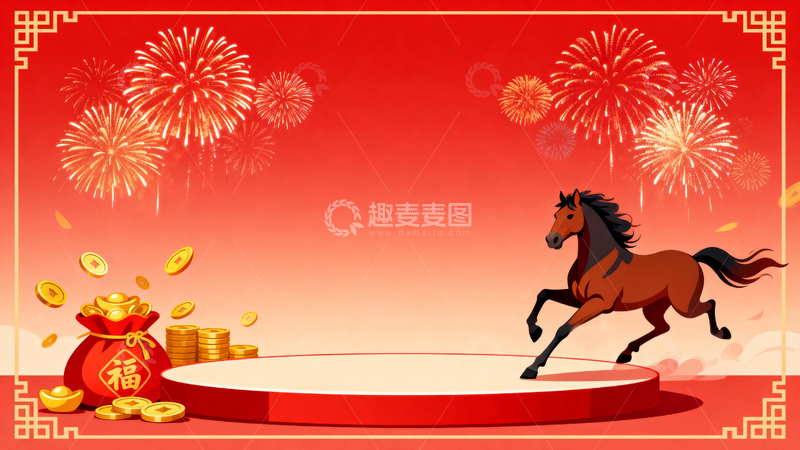 高清大图下载【趣麦麦图】马年春节节日背景18