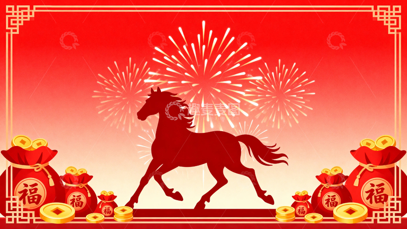 高清大图下载【趣麦麦图】马年春节节日背景16