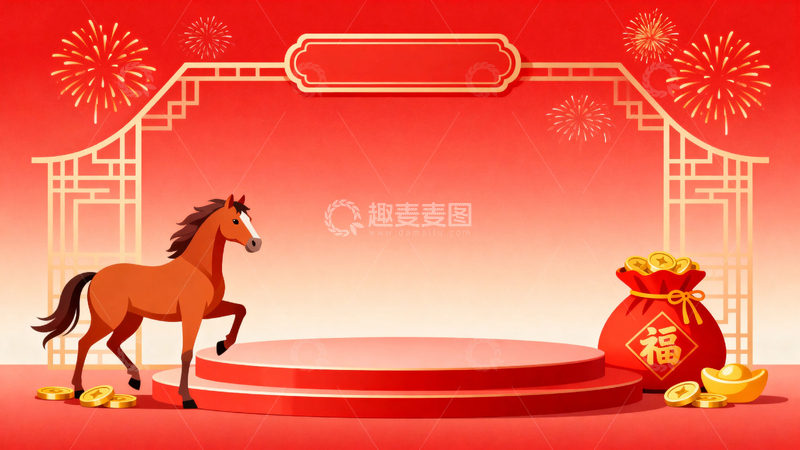 高清大图下载【趣麦麦图】马年春节节日背景2