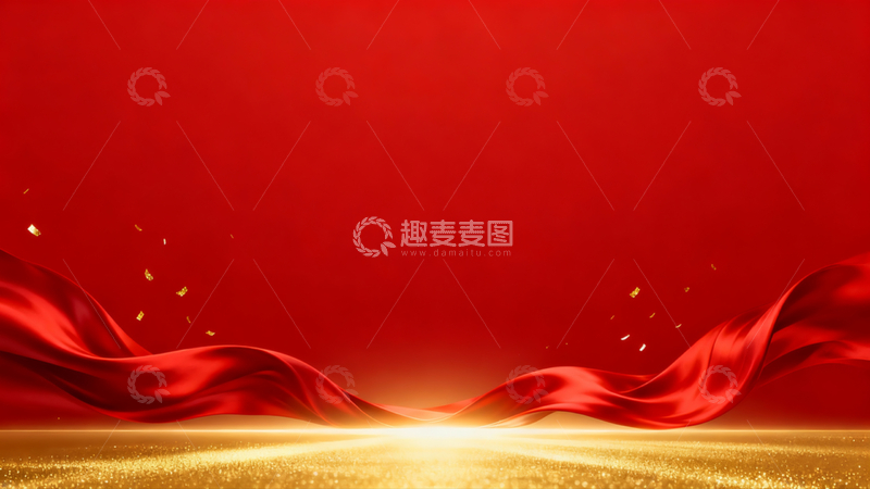 高清大图下载【趣麦麦图】红色金粉飘扬会议简约风背景