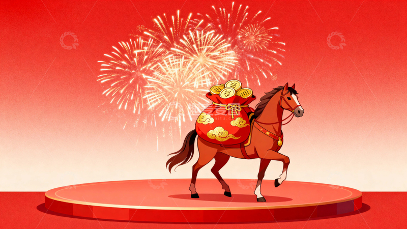 高清大图下载【趣麦麦图】新年马年节日红色背景11