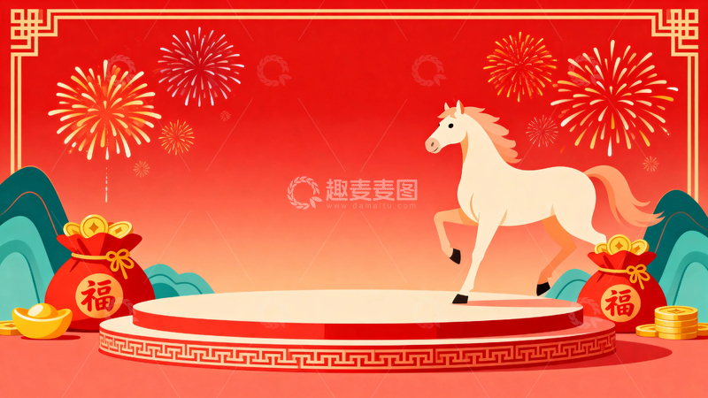 高清大图下载【趣麦麦图】马年春节节日背景130