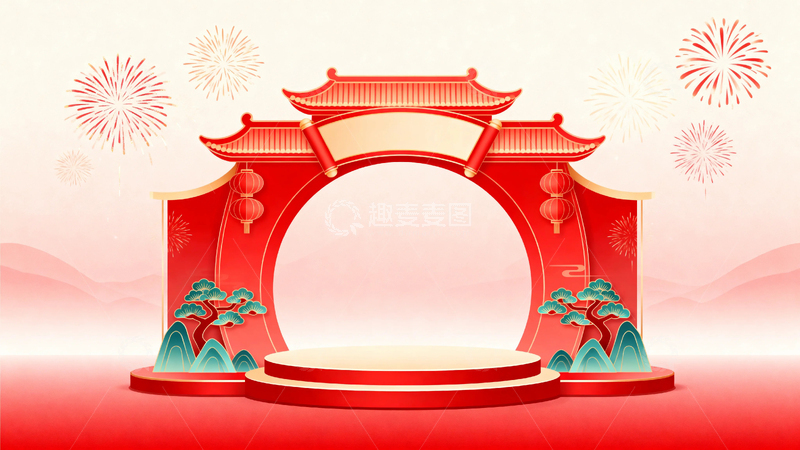 高清大图下载【趣麦麦图】新年马年节日红色背景5