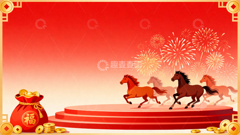 高清大图下载【趣麦麦图】马年春节节日背景122