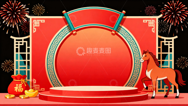 高清大图下载【趣麦麦图】马年春节节日背景114