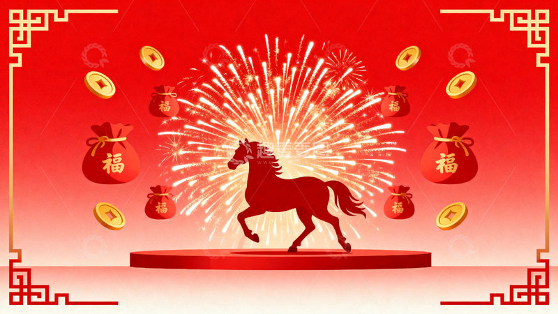 高清大图下载【趣麦麦图】马年春节节日背景15