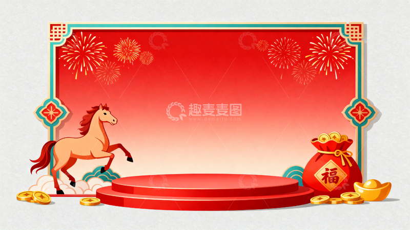 高清大图下载【趣麦麦图】马年春节节日背景3