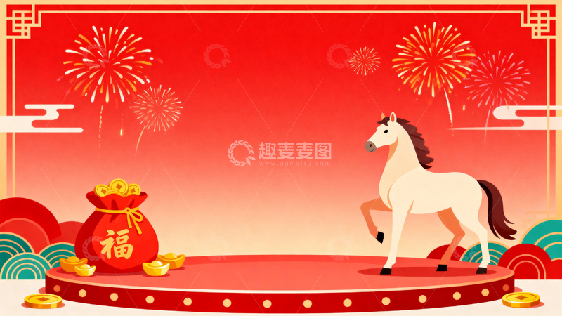 高清大图下载【趣麦麦图】马年春节节日背景111