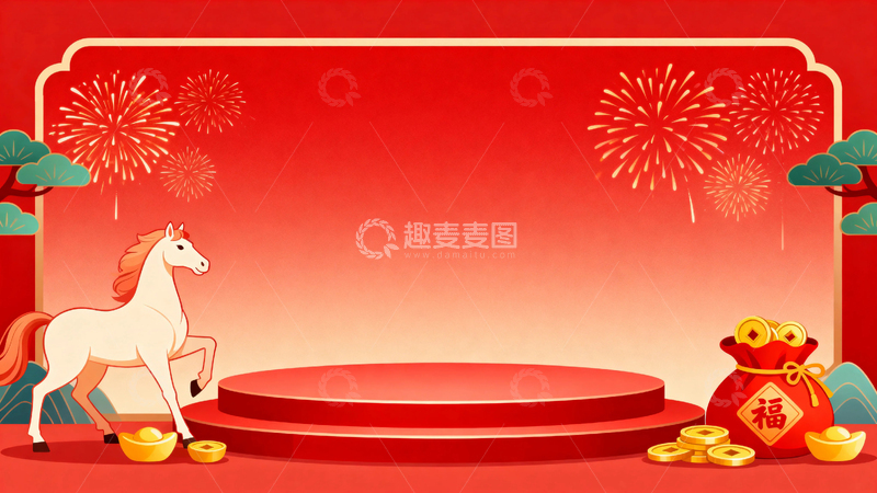 高清大图下载【趣麦麦图】马年春节节日背景114