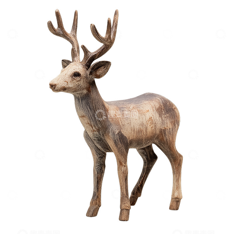 高清大图下载【趣麦麦图】复古木质鹿艺术品