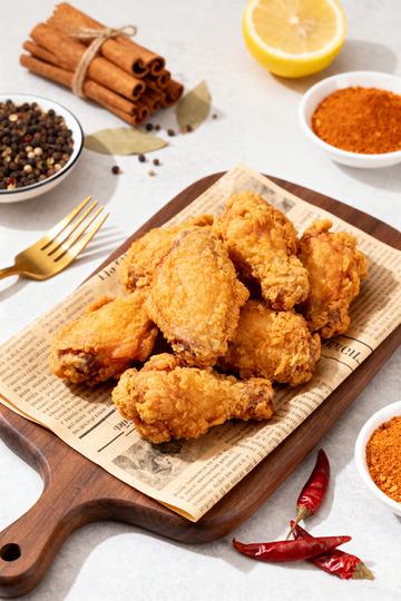 炸鸡炸鸡翅炸鸡腿小吃摄影图