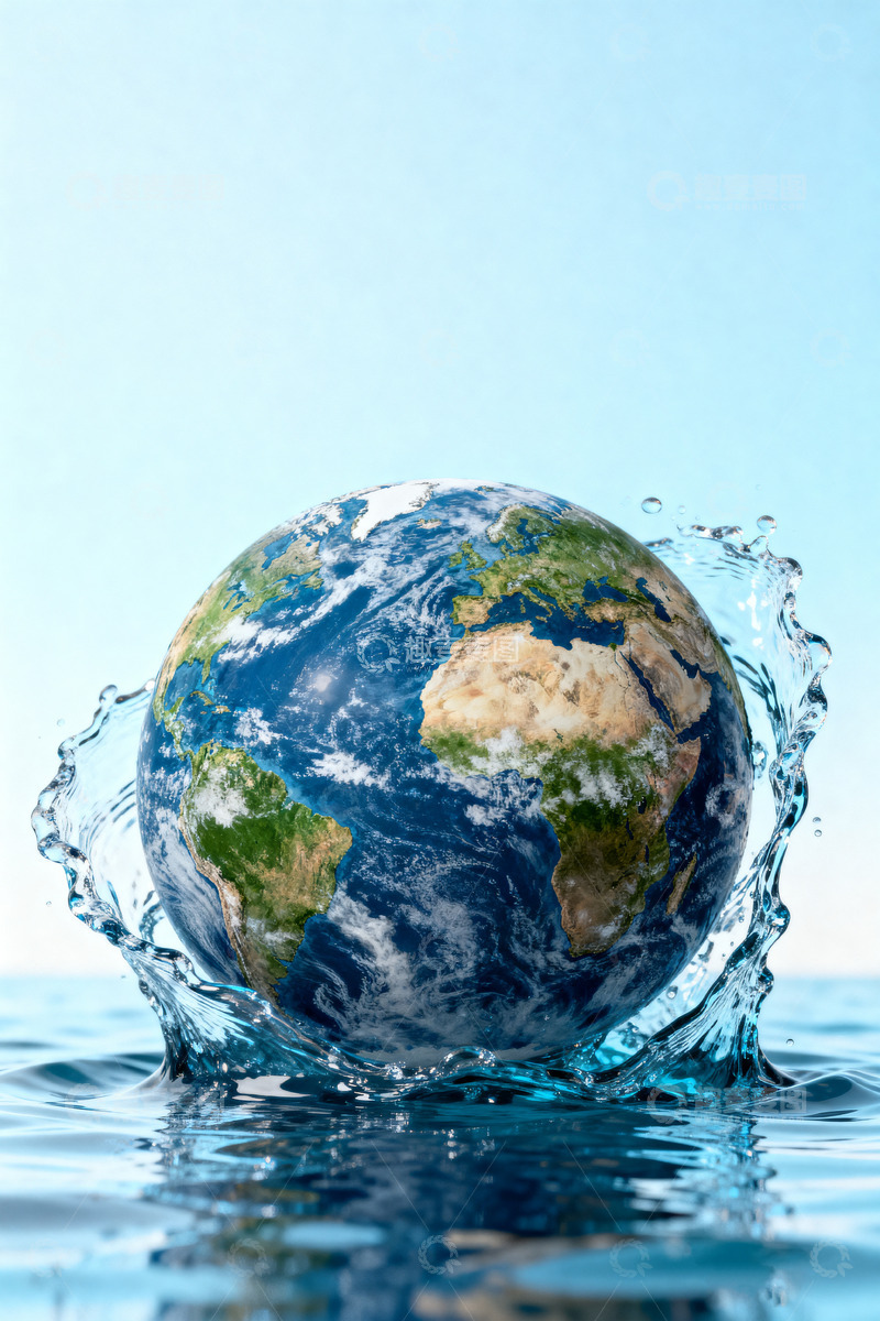 保护地球水资源悬浮插画