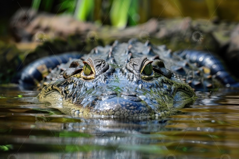 高清大图下载【趣麦麦图】在河里潜水的鳄鱼