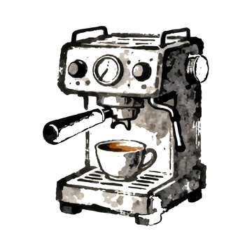 复古咖啡水彩插画2