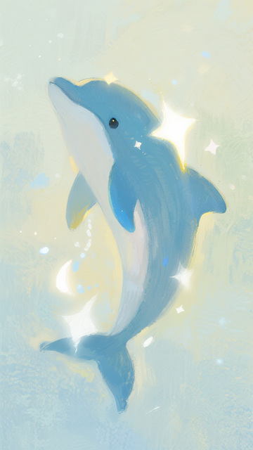 海豚在光晕中灵动跳跃图