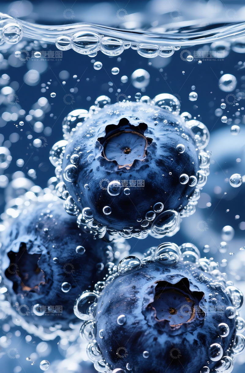 高清大图下载【趣麦麦图】蓝莓气泡水特写
