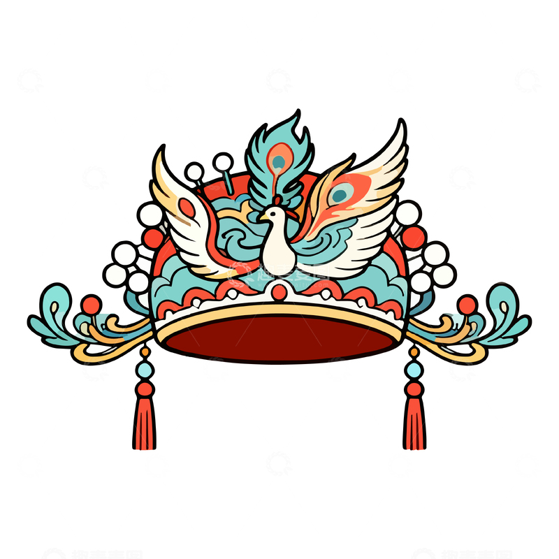 源文件下载【趣麦麦图】古装婚庆凤冠插画2