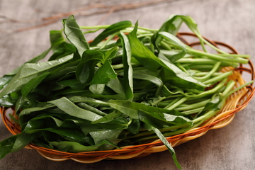 竹篮里鲜嫩的空心菜