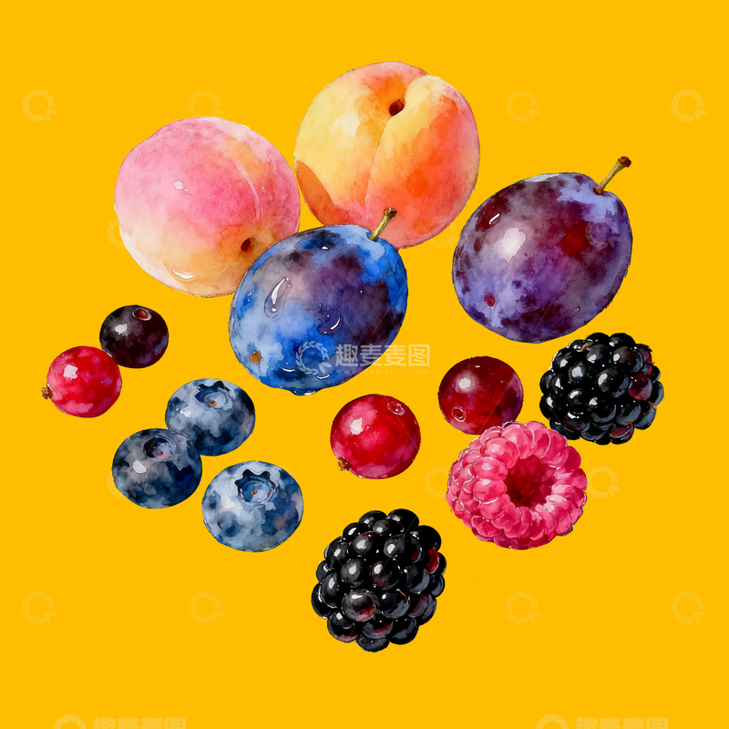 源文件下载【趣麦麦图】-水彩莓果水果3