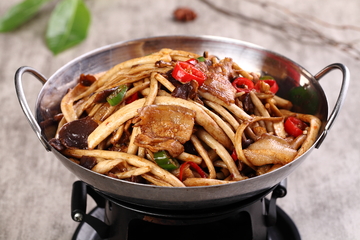 干锅茶树菇炒肉片