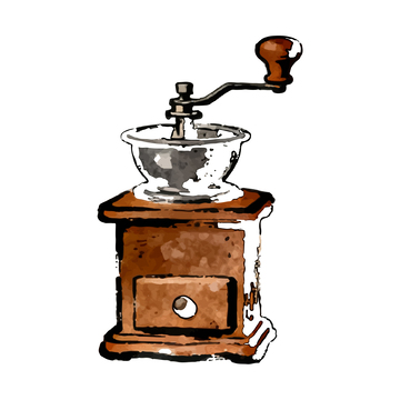 复古咖啡水彩插画1