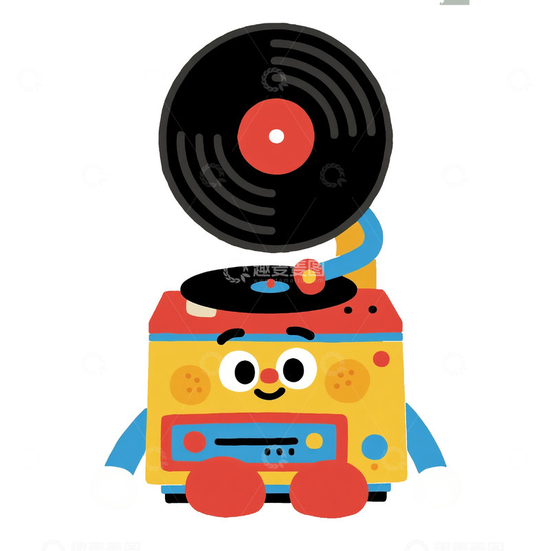高清大图下载【趣麦麦图】卡通拟人化的留声机图