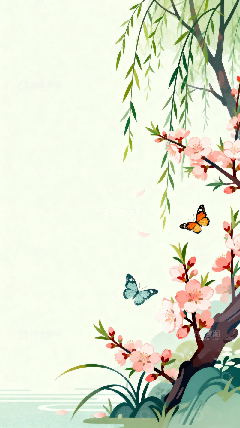 高清大图下载【趣麦麦图】中国风春天背景5