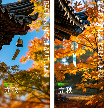 立秋节气风景海报