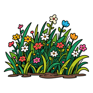 花朵草丛水彩插画3