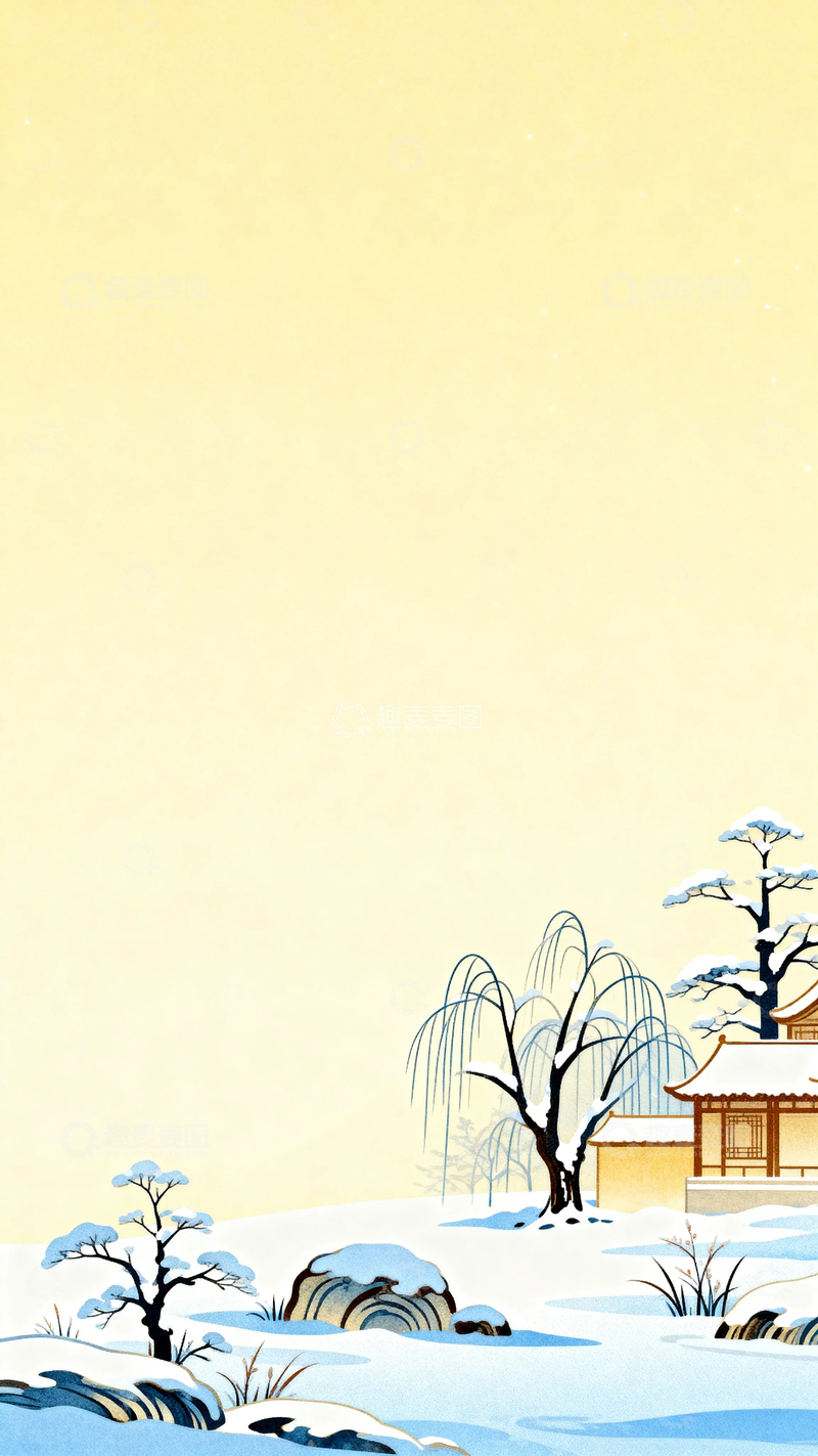 高清大图下载【趣麦麦图】中国风冬天背景5