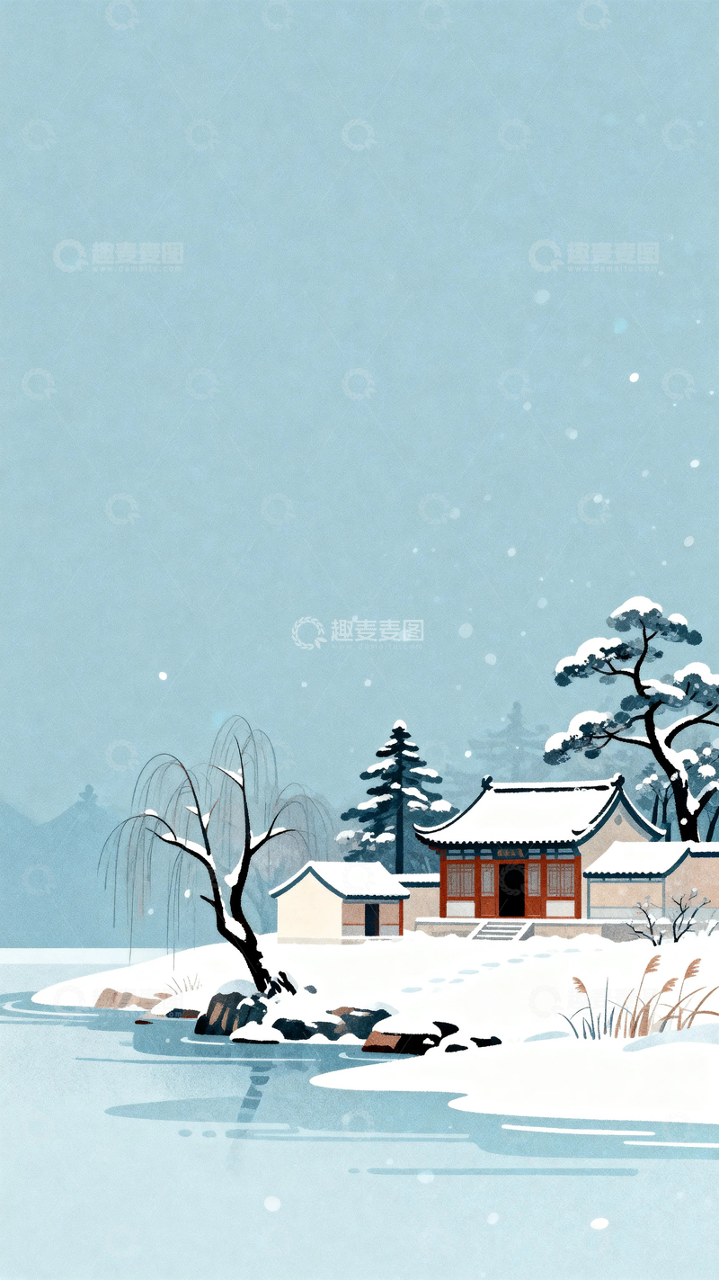 高清大图下载【趣麦麦图】中国风冬天背景18