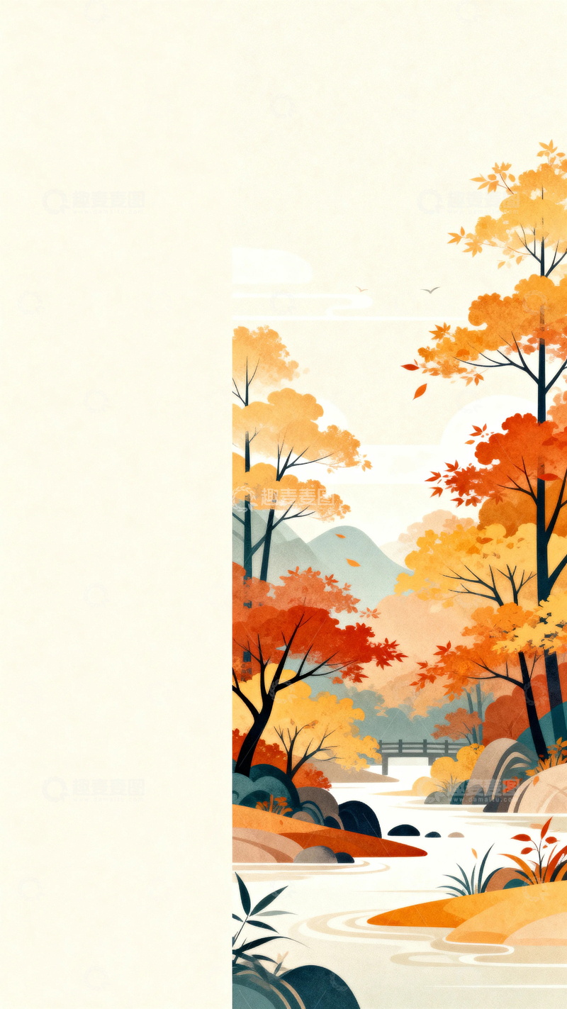 高清大图下载【趣麦麦图】国风国潮金秋景色20