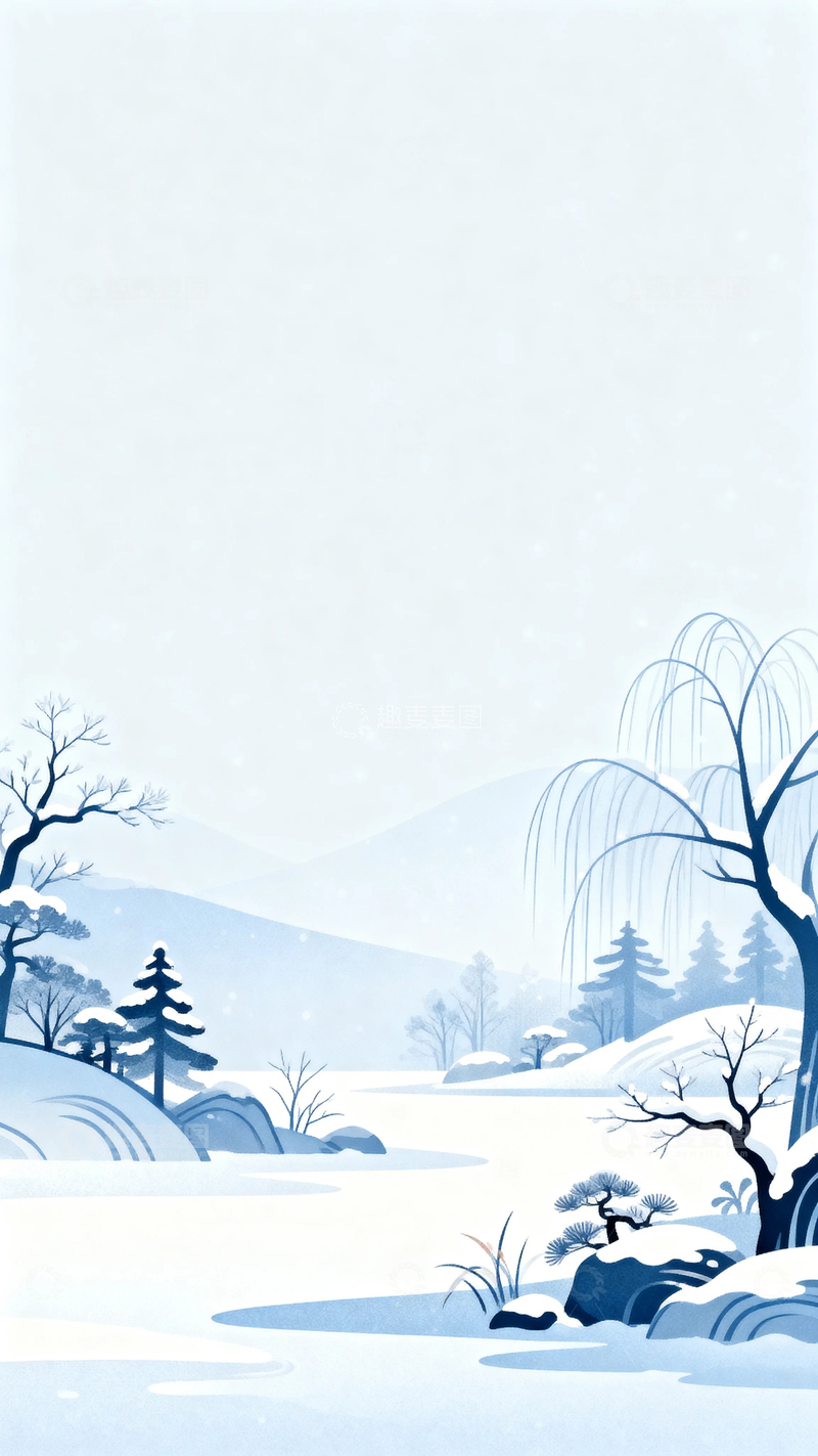 高清大图下载【趣麦麦图】中国风冬天背景15