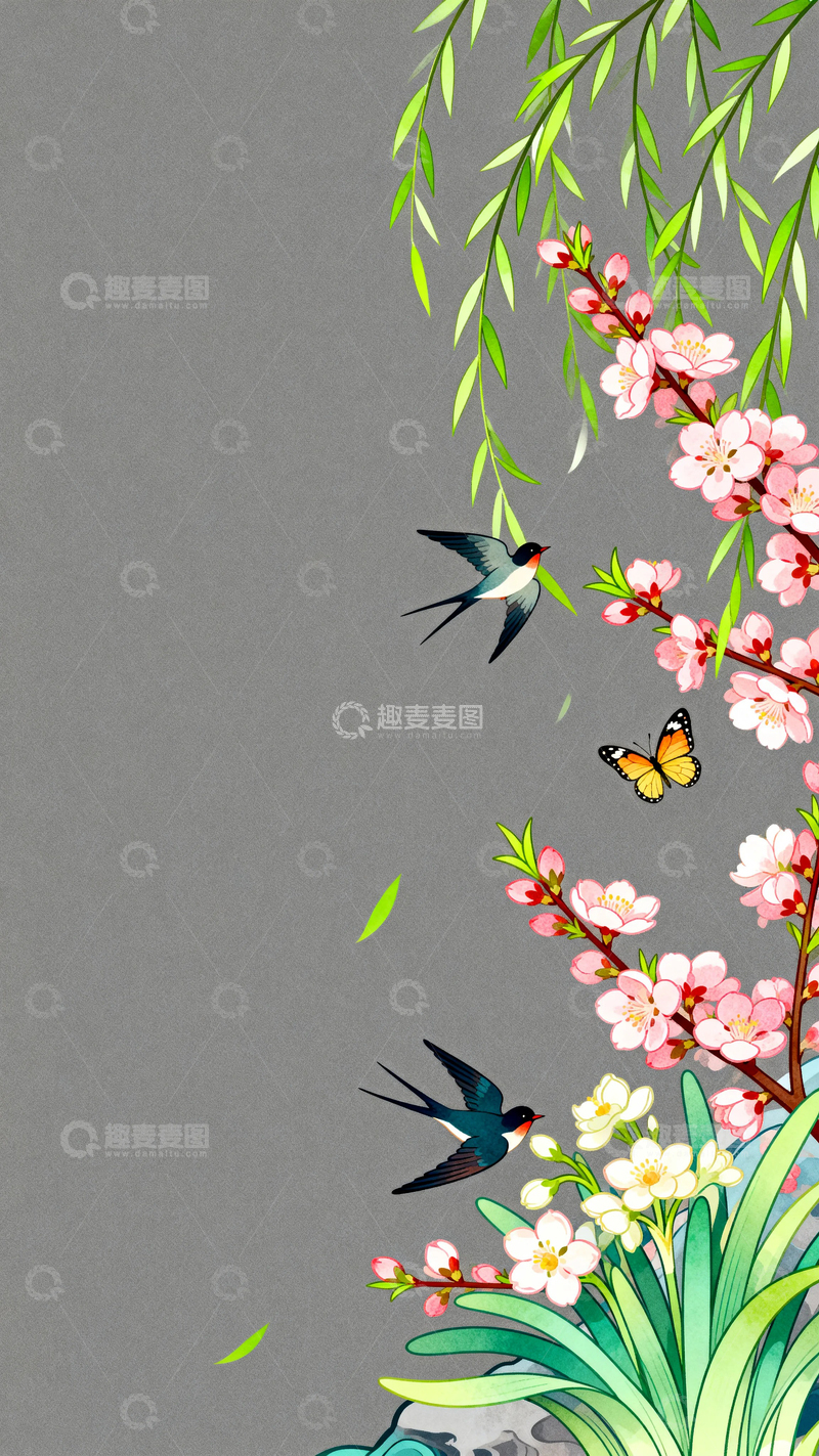 高清大图下载【趣麦麦图】中国风春天背景6