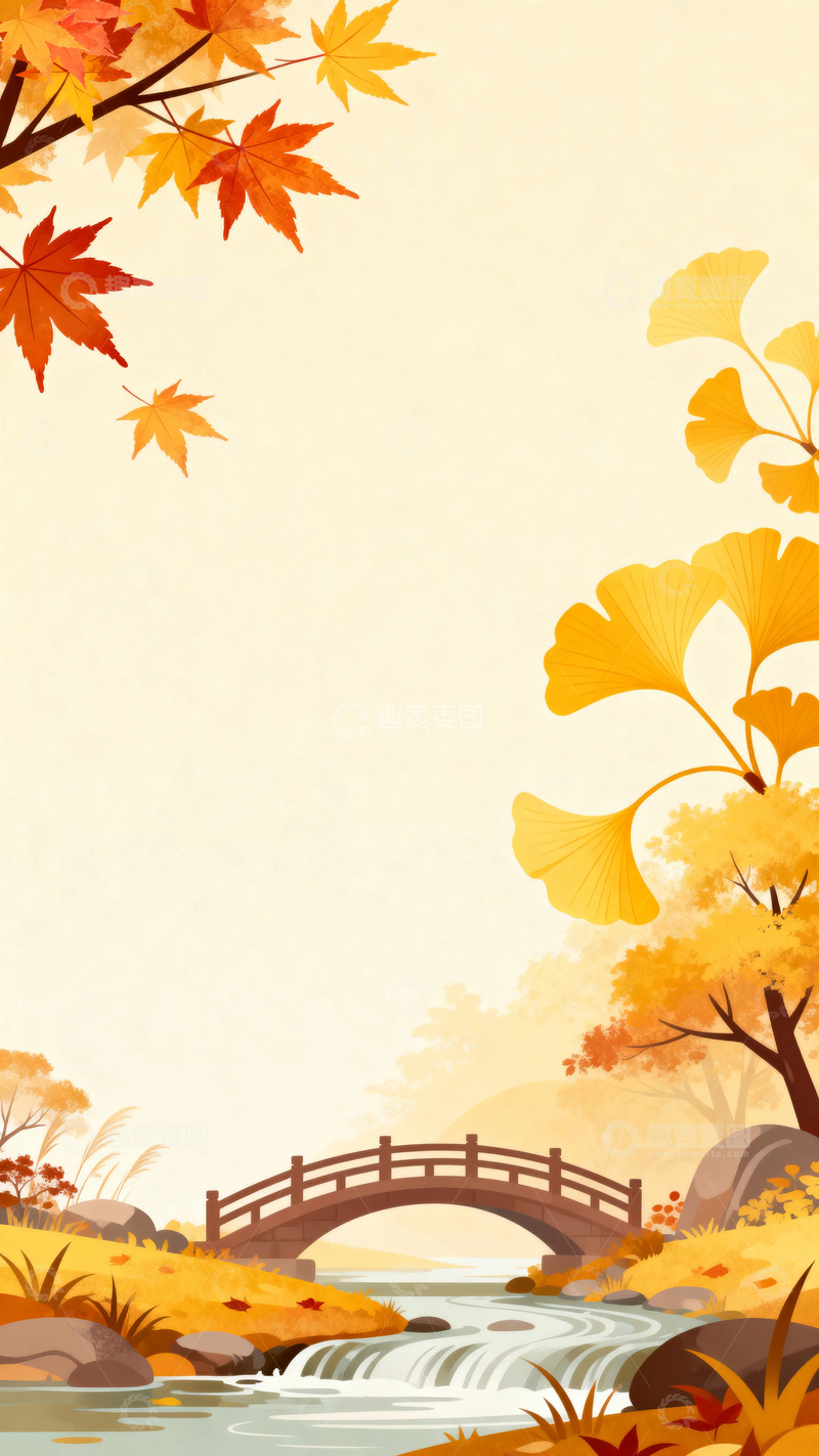 高清大图下载【趣麦麦图】国风国潮金秋景色19
