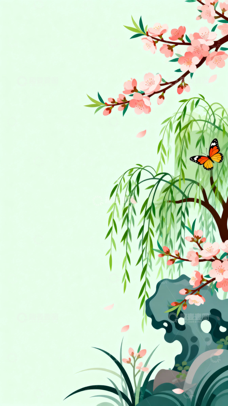 高清大图下载【趣麦麦图】国潮春色背景图18