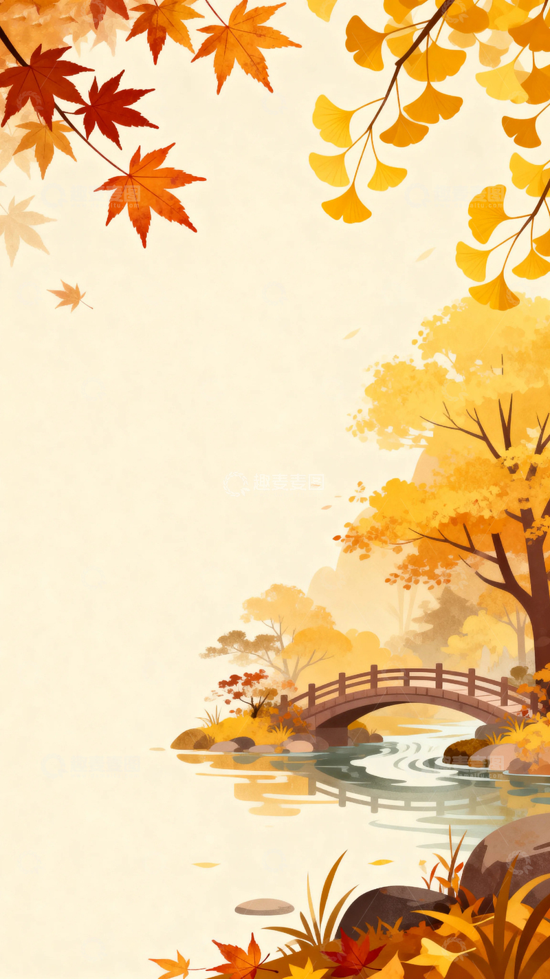 高清大图下载【趣麦麦图】国风国潮金秋景色8