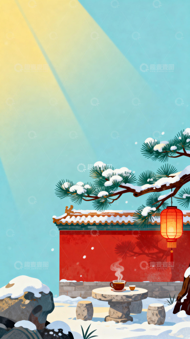 高清大图下载【趣麦麦图】国风国潮冬天景色背景11
